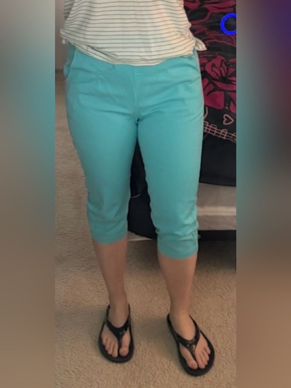 Pinup Couture Girl Clothing PUG blue capri pants M